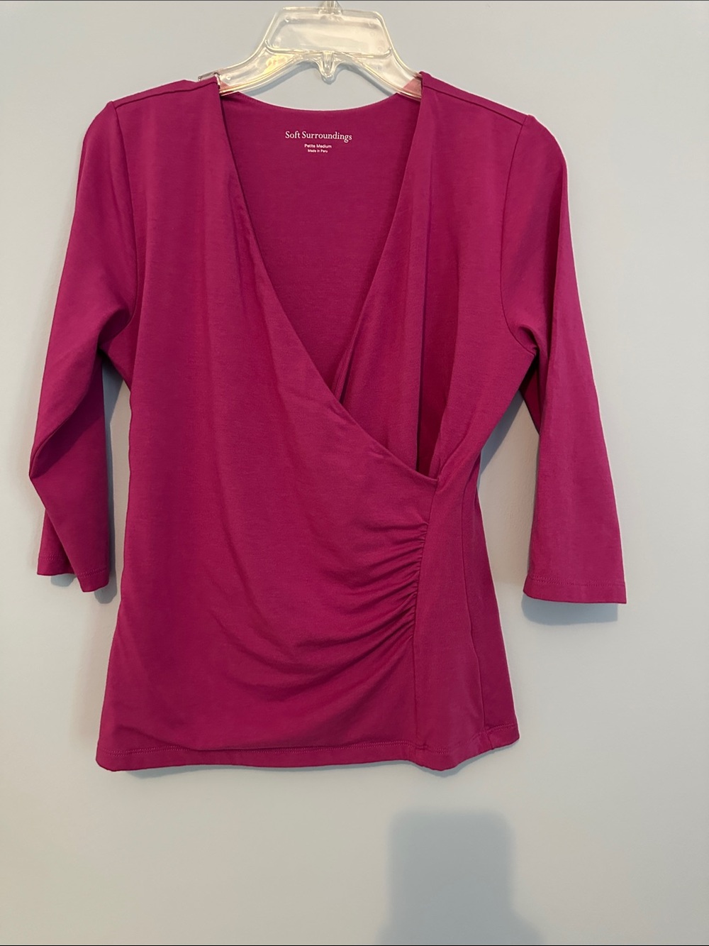 Soft Surroundings Raspberry Surplice Wrap Top